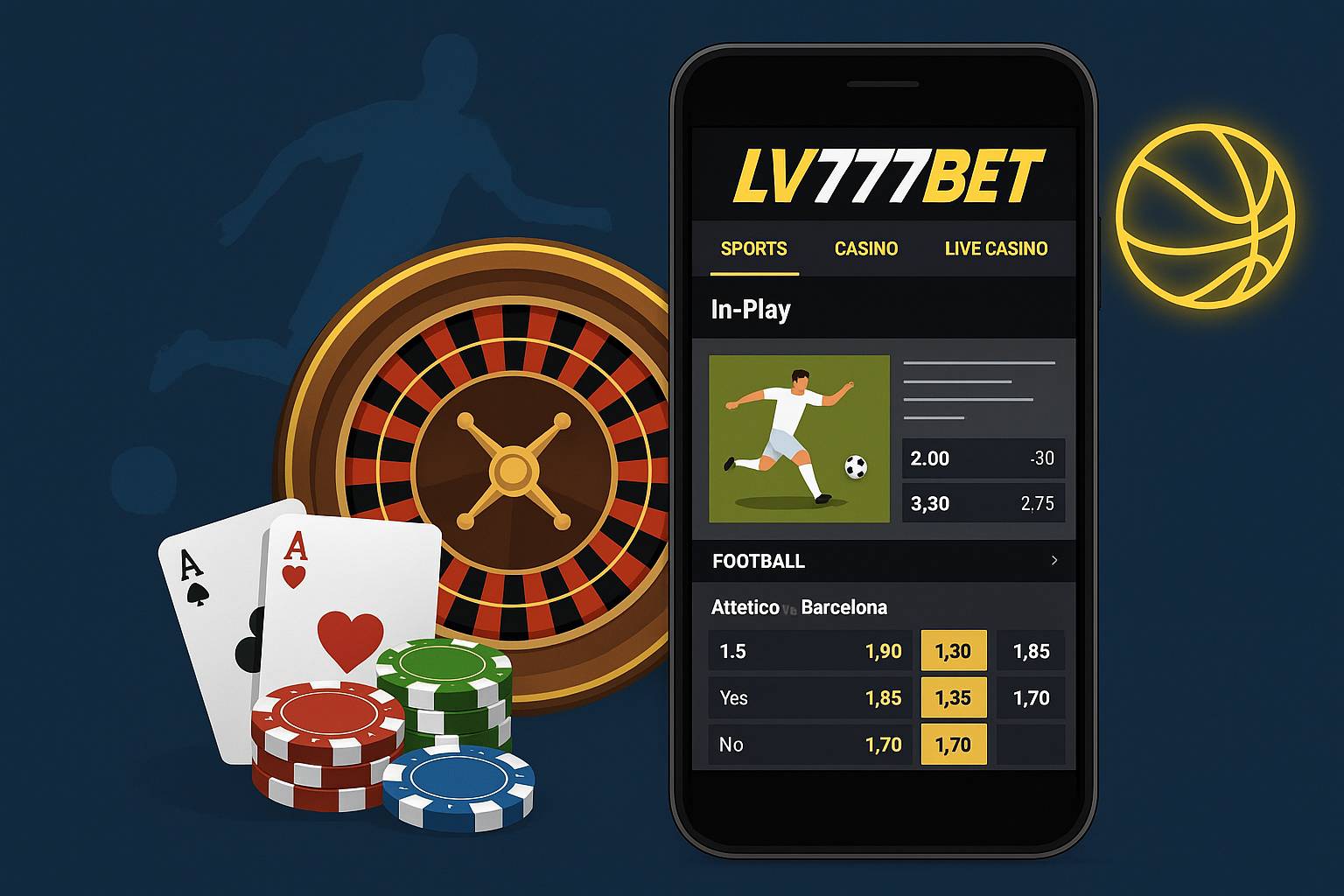 Apostas esportivas no cassino online LV777BET